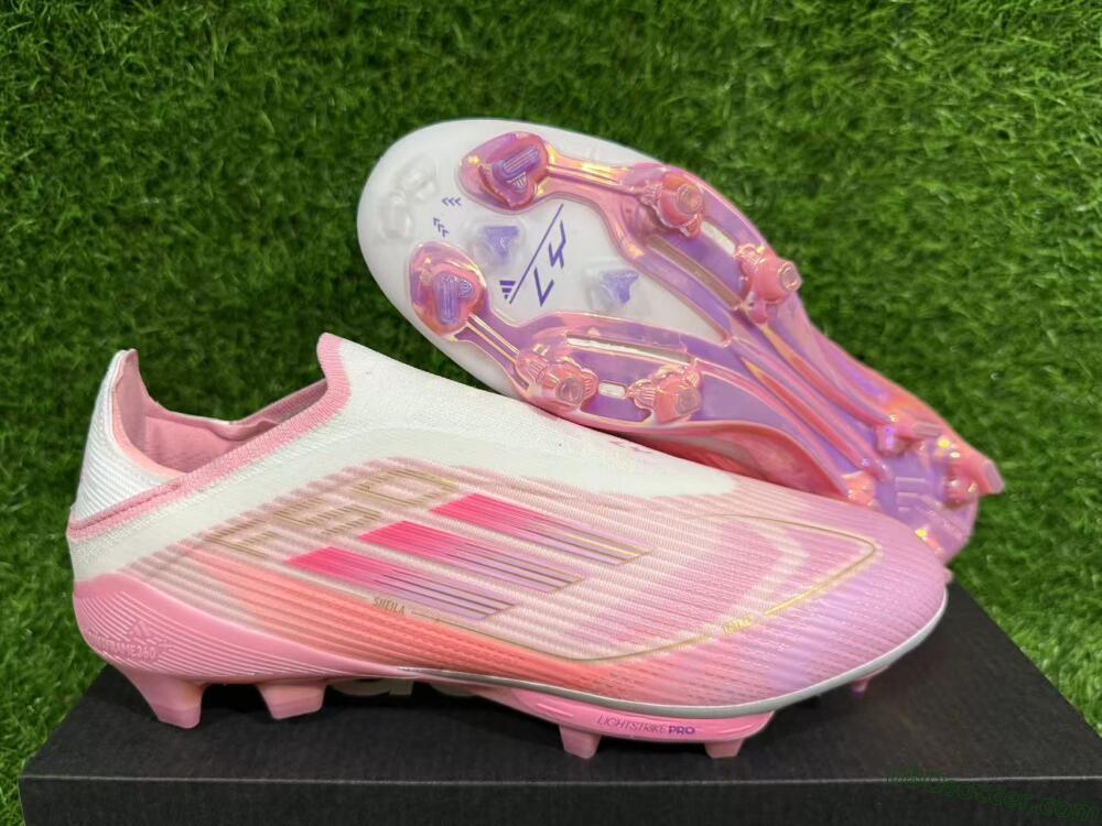 Adidas F50+ Elite Laceless FG Firm Ground Soccer Cleats - Pink/White/Gold