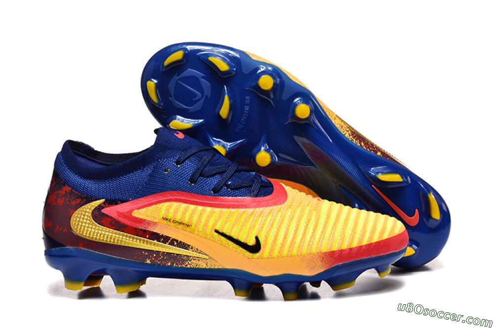 Nike Phantom 6 Low Elite FG Firm Ground Soccer Cleats - Blue/Gold/Red 1