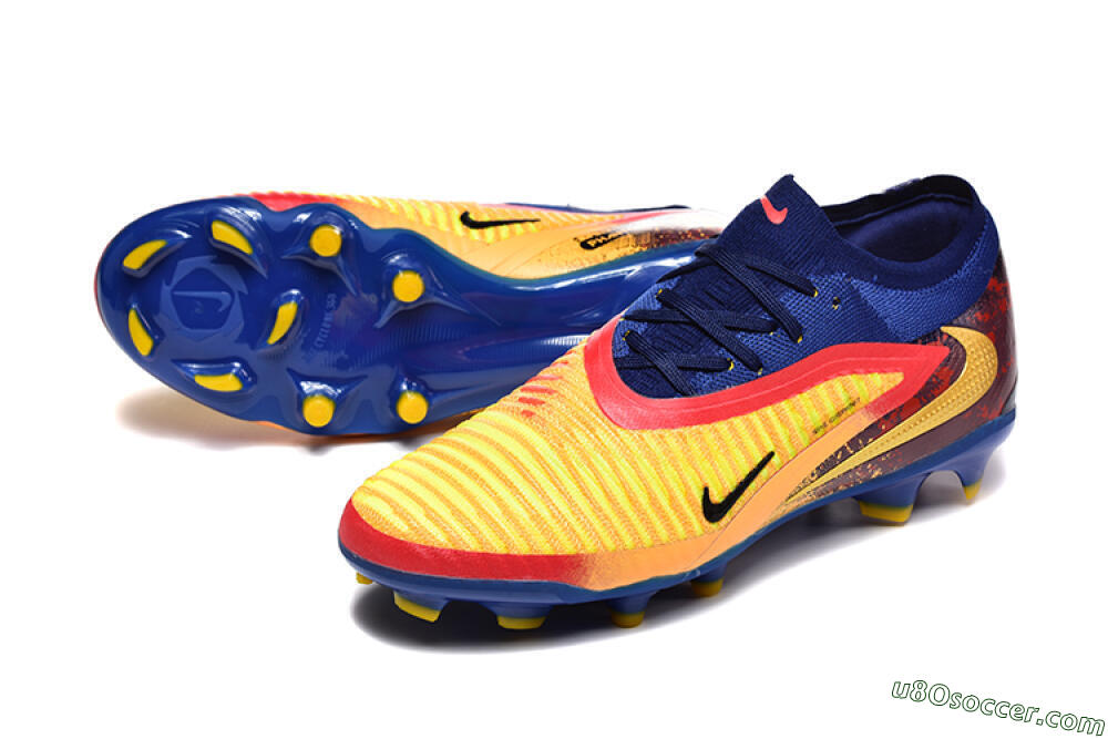 Nike Phantom 6 Low Elite FG Firm Ground Soccer Cleats - Blue/Gold/Red 3