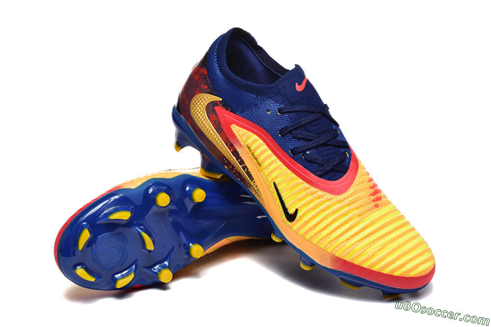 Nike Phantom 6 Low Elite FG Firm Ground Soccer Cleats - Blue/Gold/Red 4