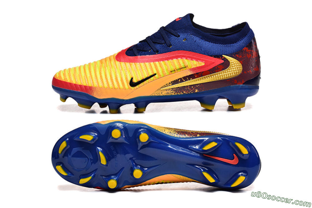 Nike Phantom 6 Low Elite FG Firm Ground Soccer Cleats - Blue/Gold/Red 0