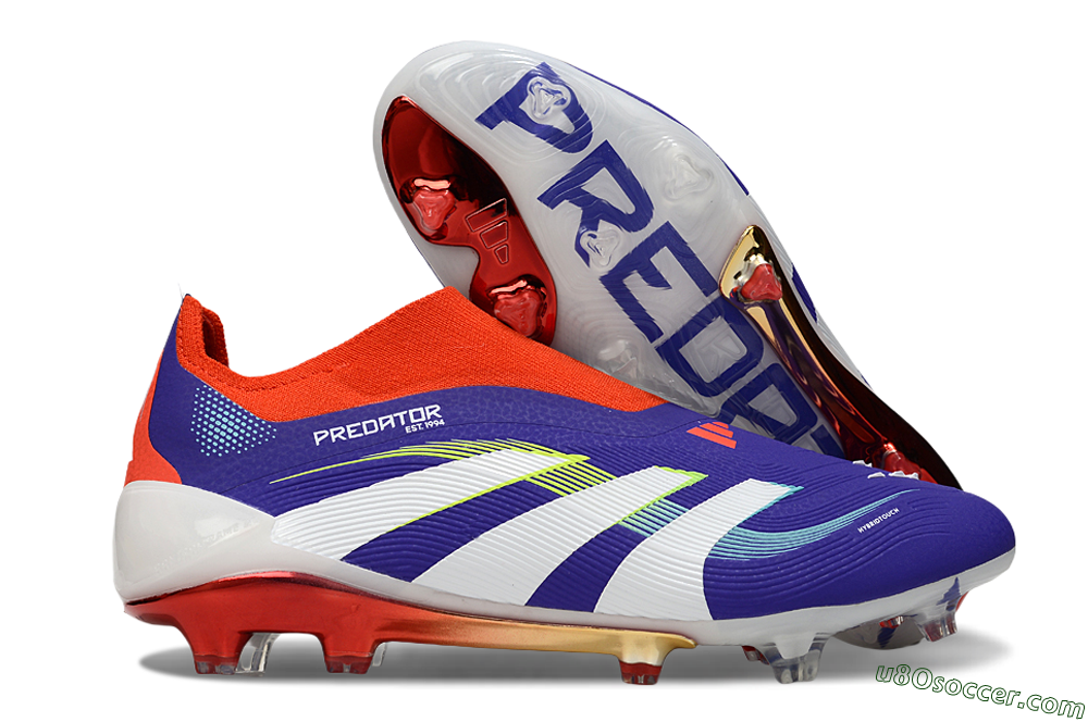 Adidas Predator 25 Elite Laceless FG Firm Ground Soccer Cleats - Blue/White/Red 1