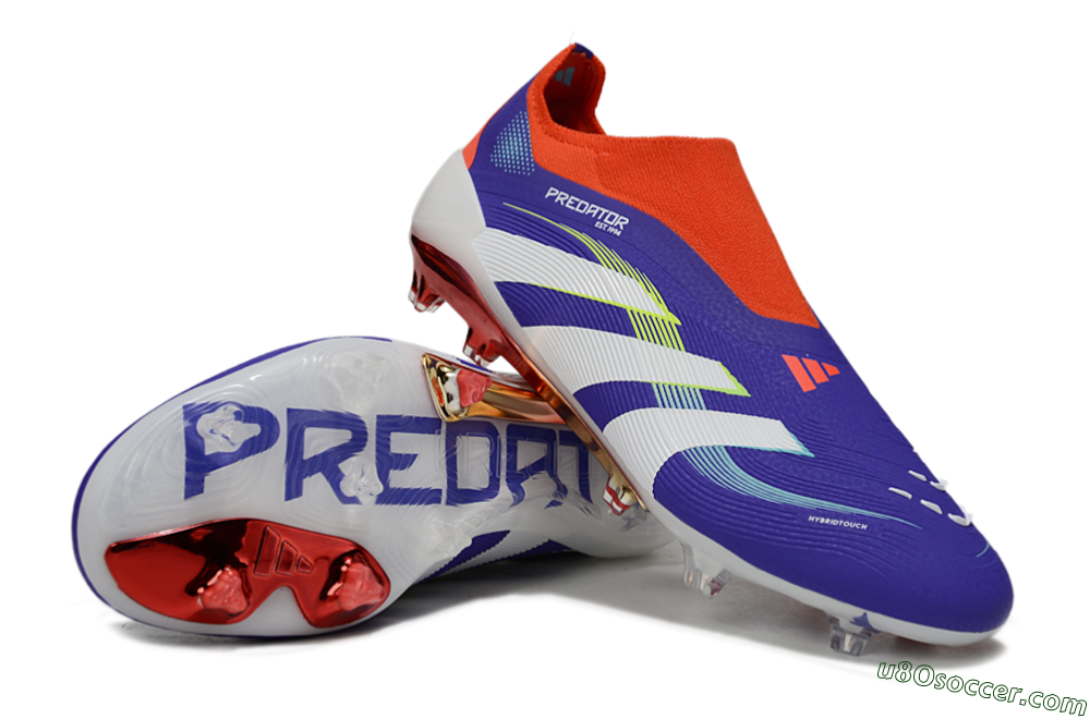 Adidas Predator 25 Elite Laceless FG Firm Ground Soccer Cleats - Blue/White/Red 3