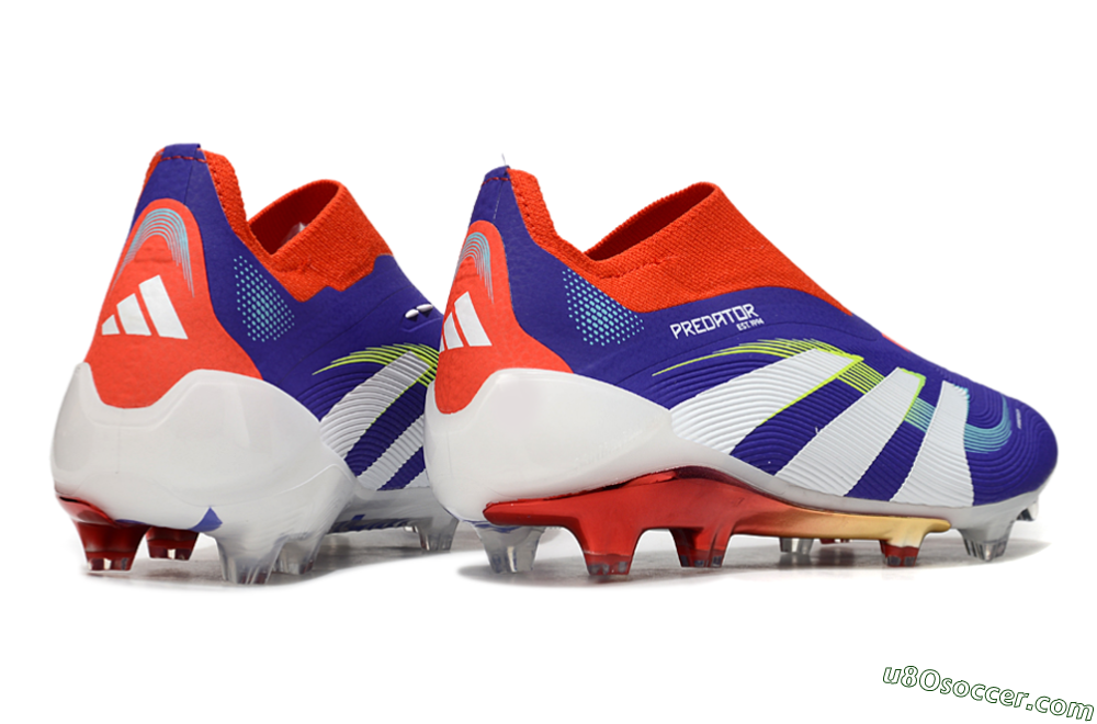 Adidas Predator 25 Elite Laceless FG Firm Ground Soccer Cleats - Blue/White/Red 6