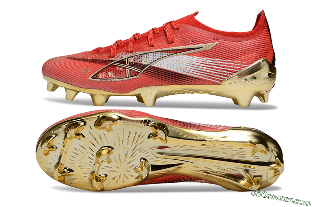 Puma Ultra 5 Ultimate FG Firm Ground Soccer Cleats - Red/White/Gold 0