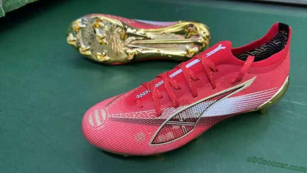 Puma Ultra 5 Ultimate FG Firm Ground Soccer Cleats - Red/White/Gold