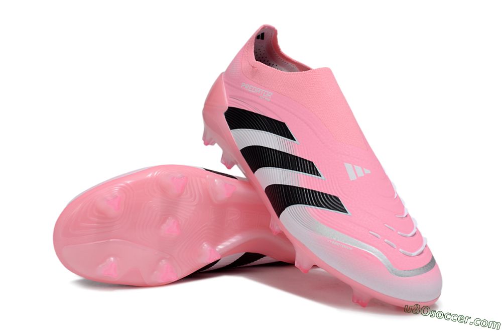 Adidas Predator 25 Elite Laceless FG Firm Ground Soccer Cleats - Pink/Black/White 3