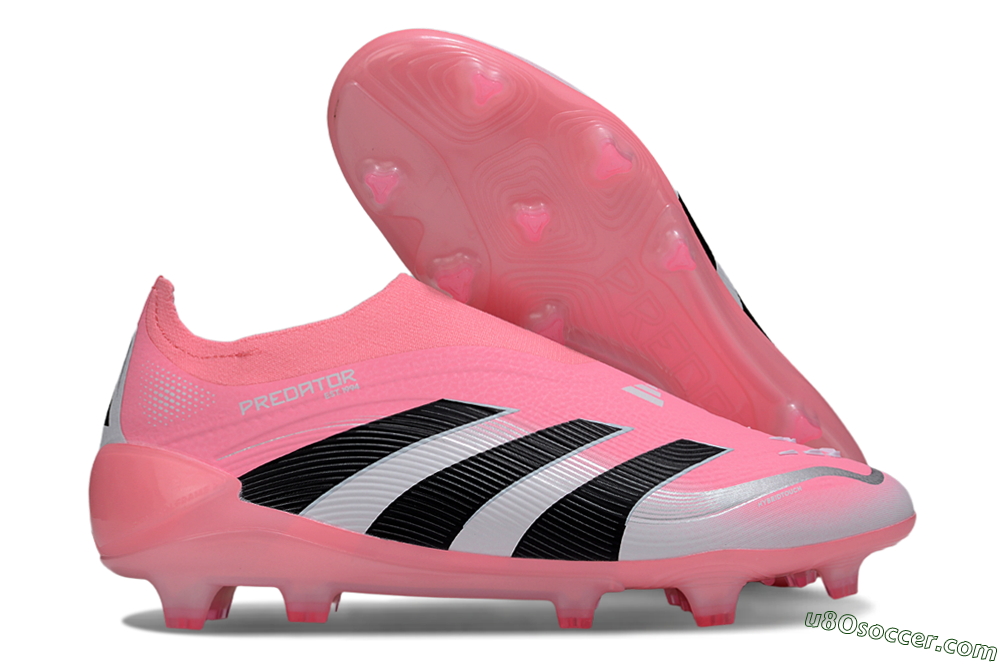 Adidas Predator 25 Elite Laceless FG Firm Ground Soccer Cleats - Pink/Black/White 1