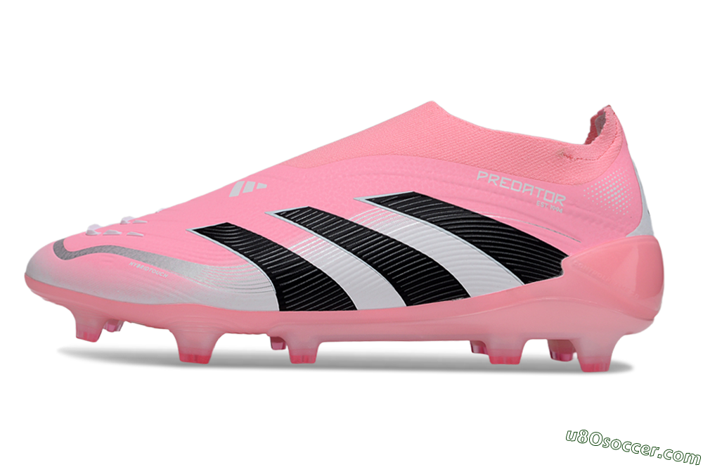 Adidas Predator 25 Elite Laceless FG Firm Ground Soccer Cleats - Pink/Black/White 2