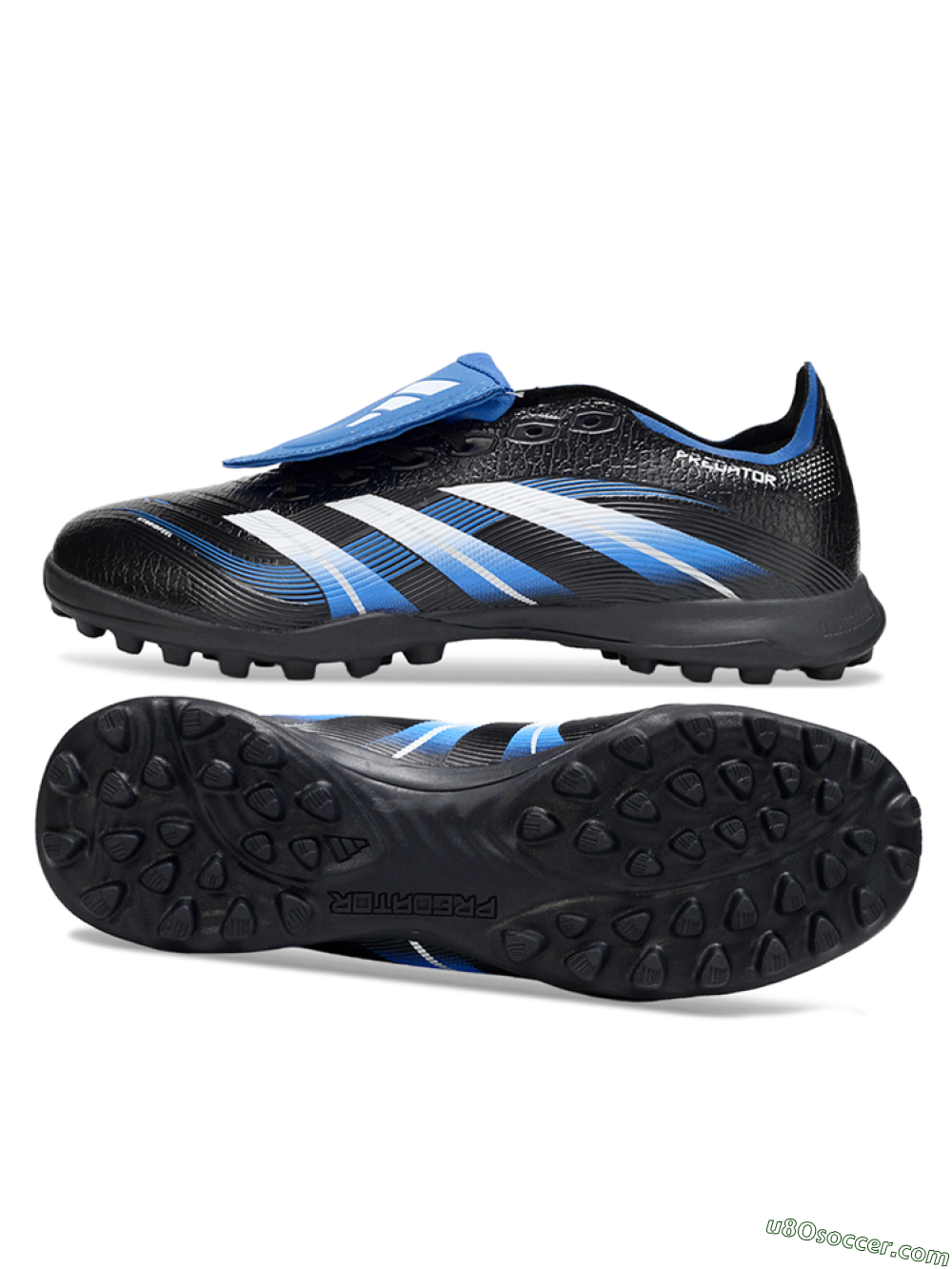 Adidas Predator 25 Elite Foldover Tongue TF Artificial Turf Soccer Shoes - Black/White/Blue 0