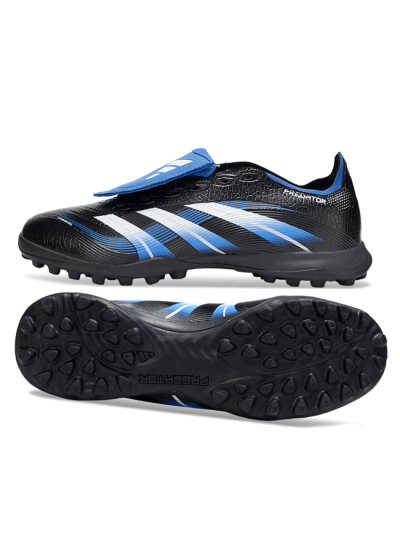 Adidas Predator 25 Elite Foldover Tongue TF Artificial Turf Soccer Shoes - Black/White/Blue