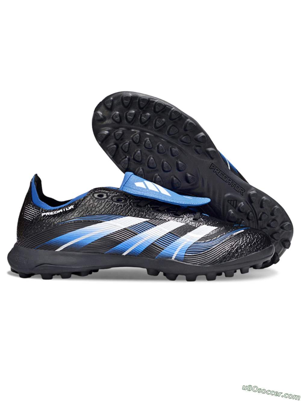 Adidas Predator 25 Elite Foldover Tongue TF Artificial Turf Soccer Shoes - Black/White/Blue 1