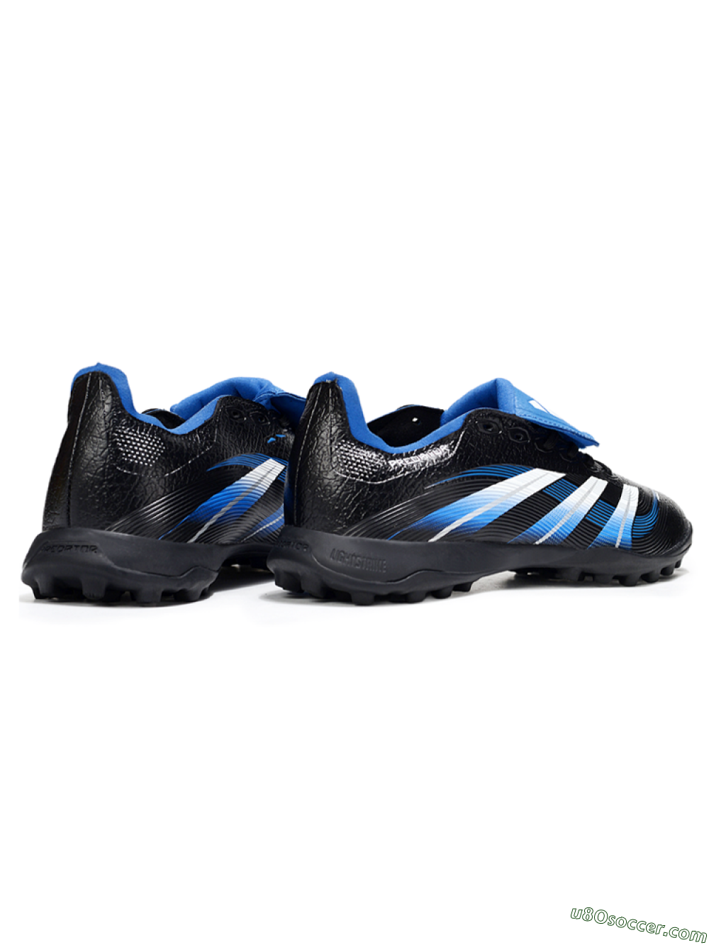 Adidas Predator 25 Elite Foldover Tongue TF Artificial Turf Soccer Shoes - Black/White/Blue 6