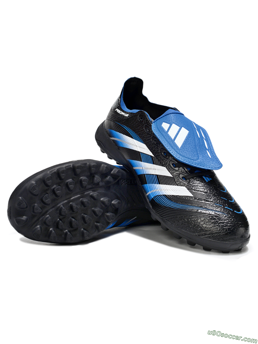 Adidas Predator 25 Elite Foldover Tongue TF Artificial Turf Soccer Shoes - Black/White/Blue 3