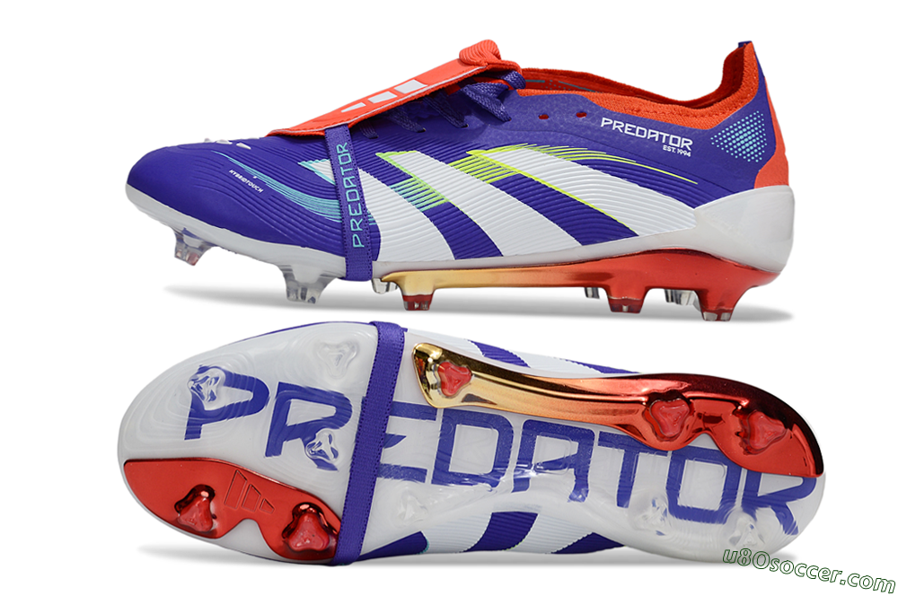 Adidas Predator 25 Elite Foldover Tongue FG Firm Ground Soccer Cleats - Blue/White/Red 0