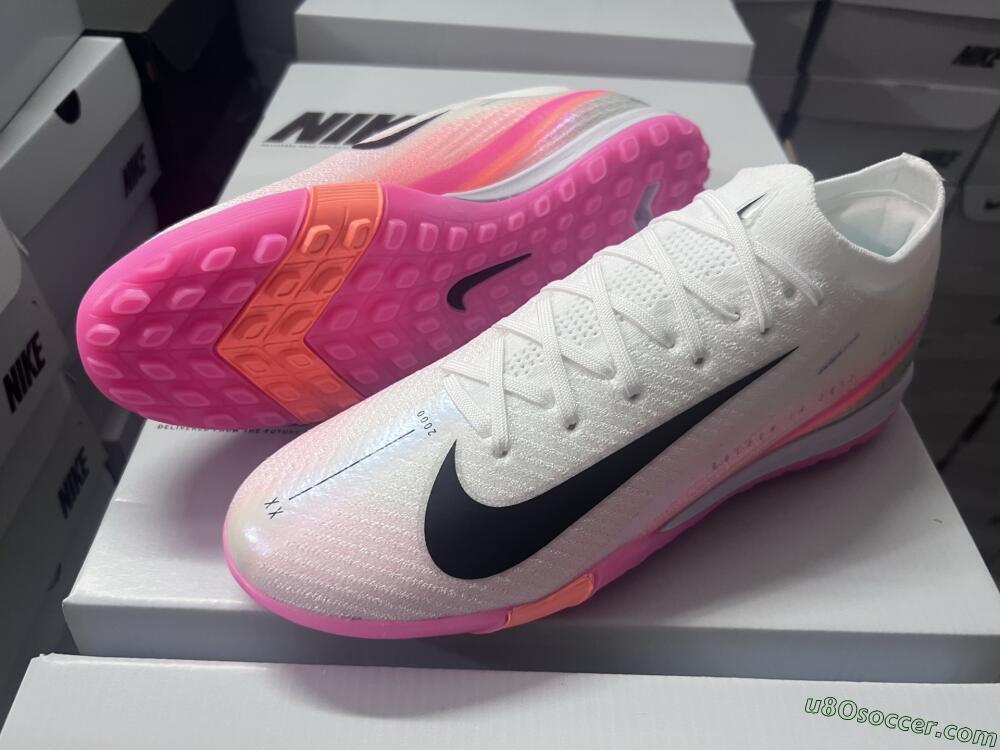 Nike Air Zoom Mercurial Vapor 16 Elite TF Artificial Turf Soccer Shoes - White/Pink/Black