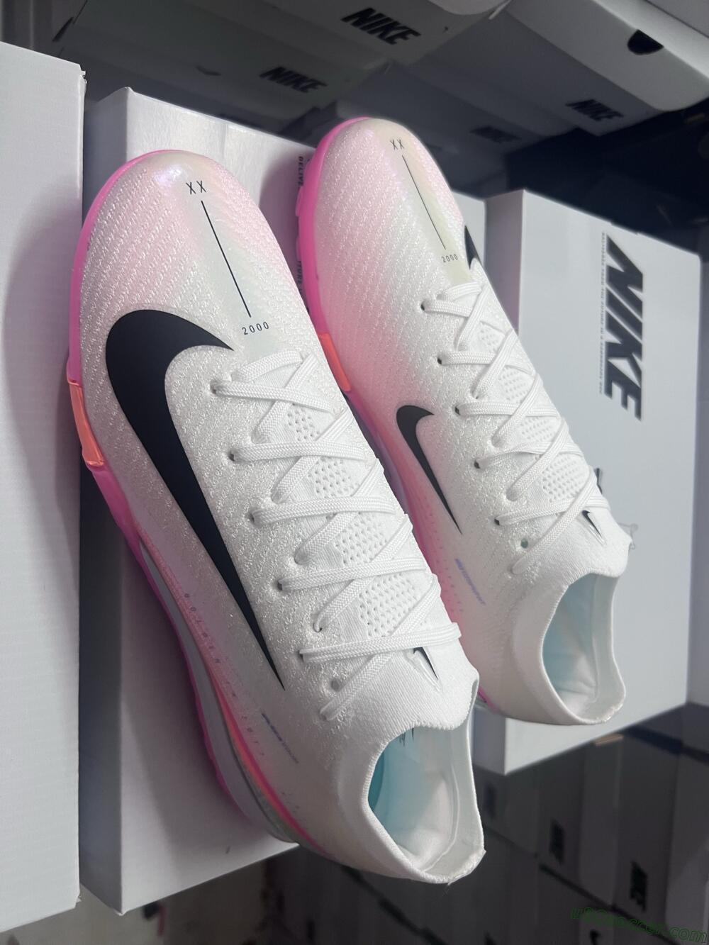 Nike Air Zoom Mercurial Vapor 16 Elite TF Artificial Turf Soccer Shoes - White/Pink/Black