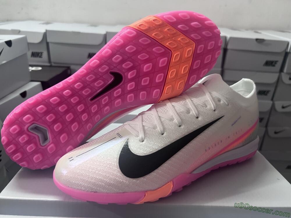 Nike Air Zoom Mercurial Vapor 16 Elite TF Artificial Turf Soccer Shoes - White/Pink/Black