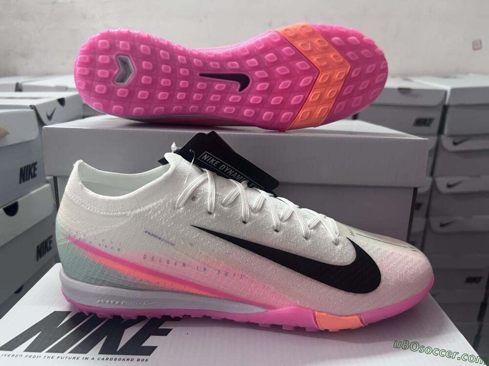 Nike Air Zoom Mercurial Vapor 16 Elite TF Artificial Turf Soccer Shoes - White/Pink/Black