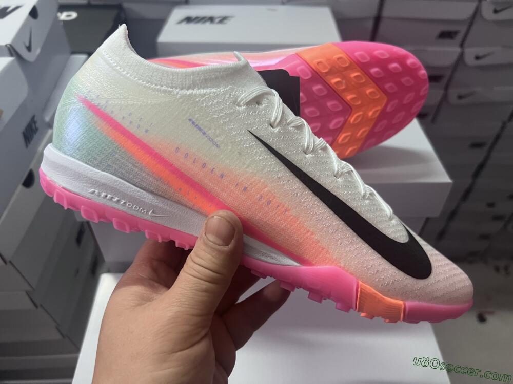 Nike Air Zoom Mercurial Vapor 16 Elite TF Artificial Turf Soccer Shoes - White/Pink/Black