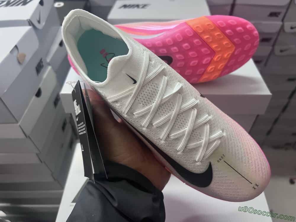 Nike Air Zoom Mercurial Vapor 16 Elite TF Artificial Turf Soccer Shoes - White/Pink/Black