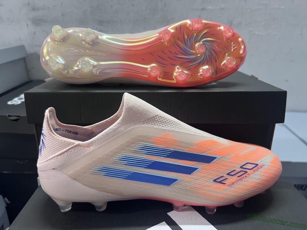Adidas F50 Elite Laceless FG Firm Ground Soccer Cleats - Pink/Blue/Gold