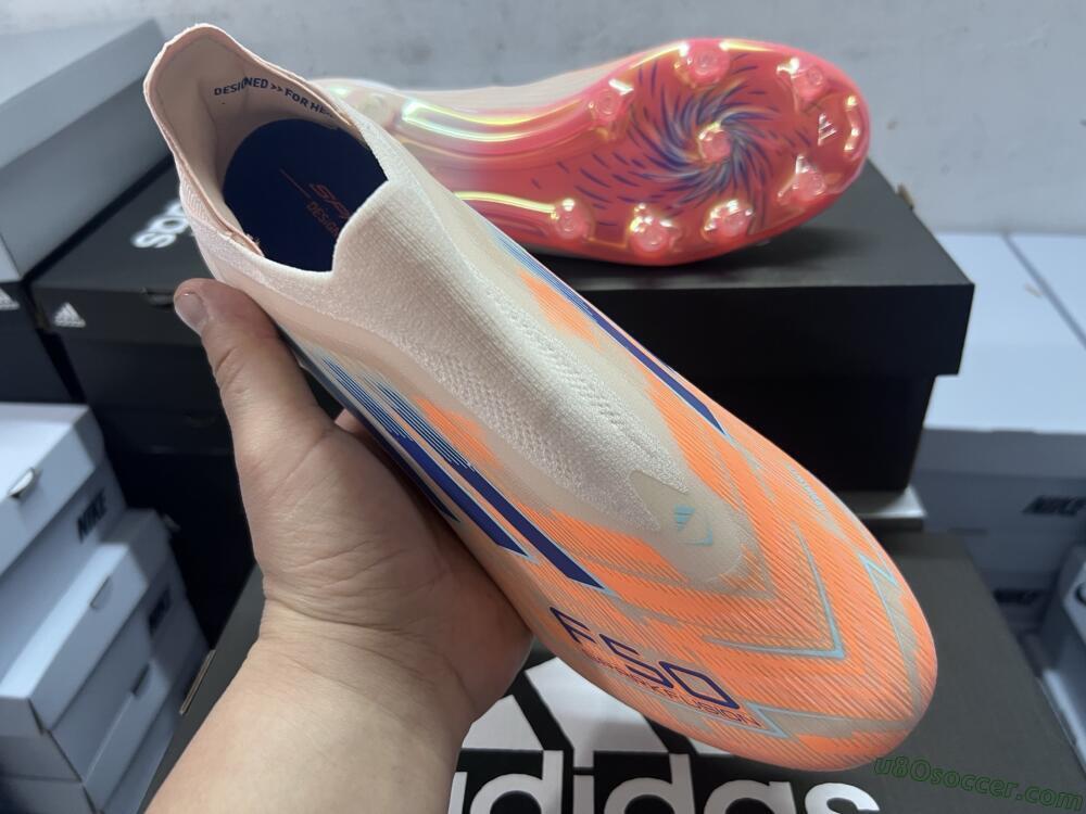 Adidas F50 Elite Laceless FG Firm Ground Soccer Cleats - Pink/Blue/Gold