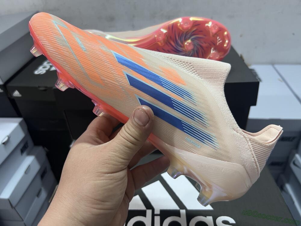 Adidas F50 Elite Laceless FG Firm Ground Soccer Cleats - Pink/Blue/Gold