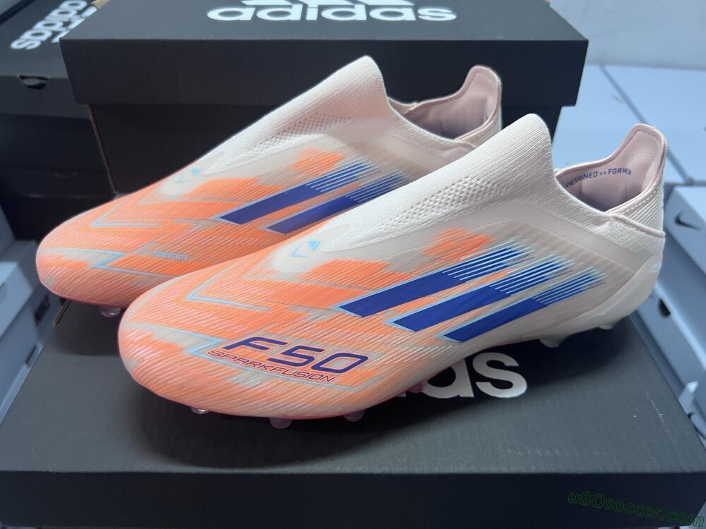 Adidas F50 Elite Laceless FG Firm Ground Soccer Cleats - Pink/Blue/Gold