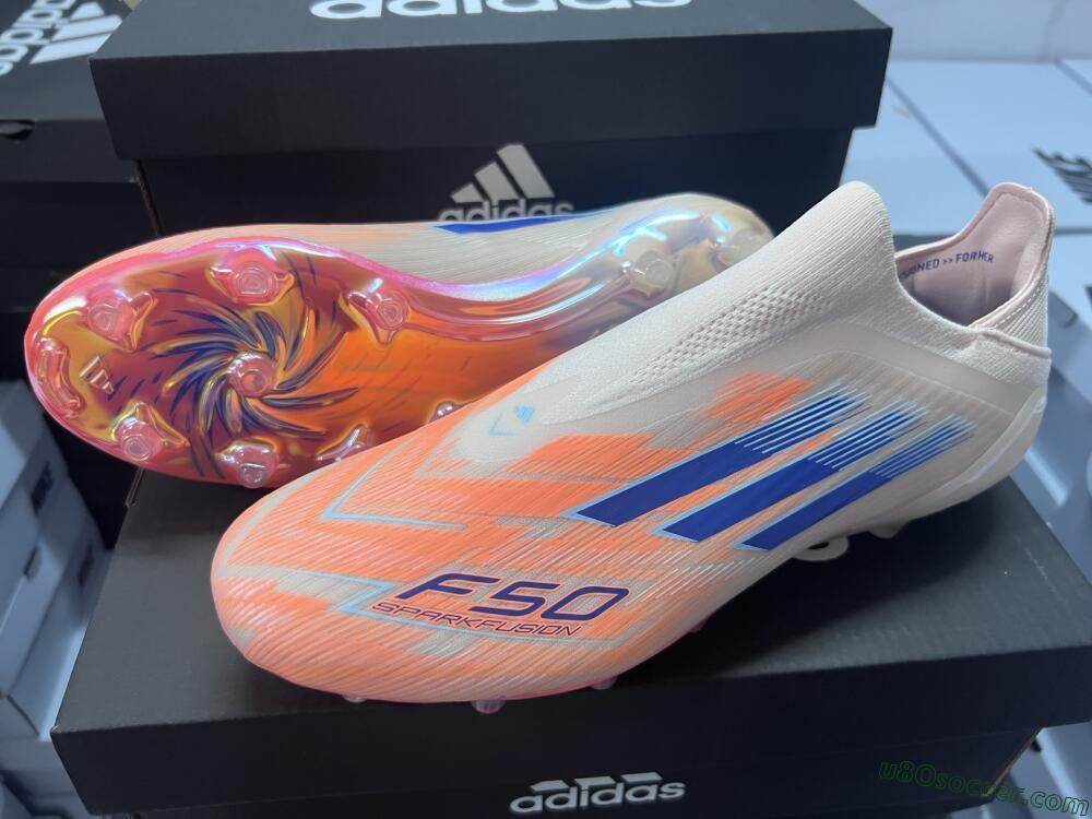 Adidas F50 Elite Laceless FG Firm Ground Soccer Cleats - Pink/Blue/Gold