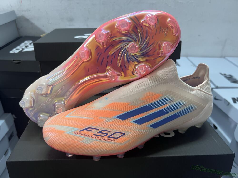 Adidas F50 Elite Laceless FG Firm Ground Soccer Cleats - Pink/Blue/Gold
