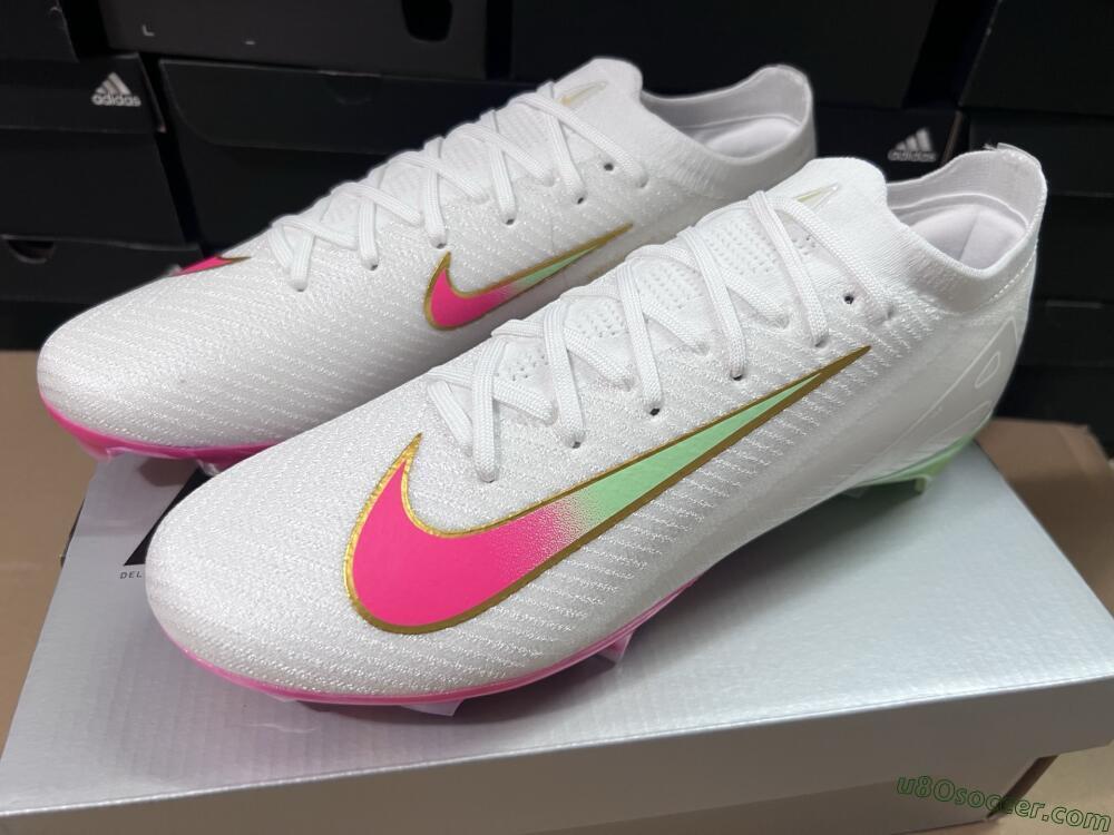 Nike Air Zoom Mercurial Vapor 16 Elite FG Firm Ground Soccer Cleats - White/Red/Gold