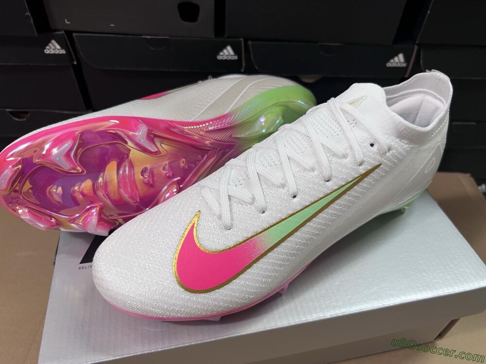 Nike Air Zoom Mercurial Vapor 16 Elite FG Firm Ground Soccer Cleats - White/Red/Gold
