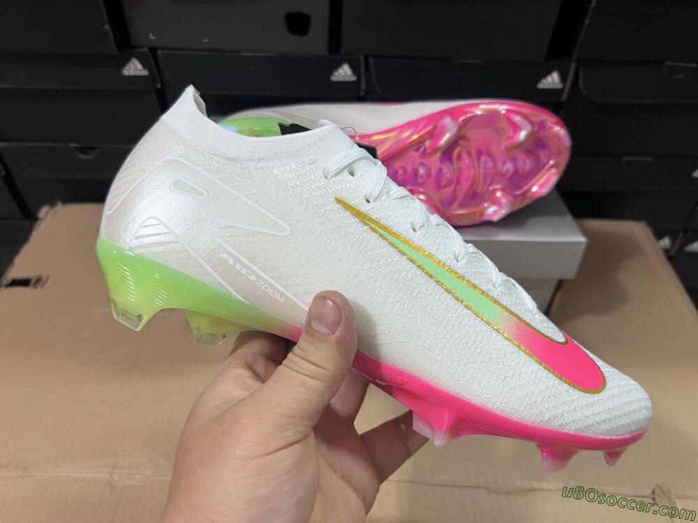 Nike Air Zoom Mercurial Vapor 16 Elite FG Firm Ground Soccer Cleats - White/Red/Gold