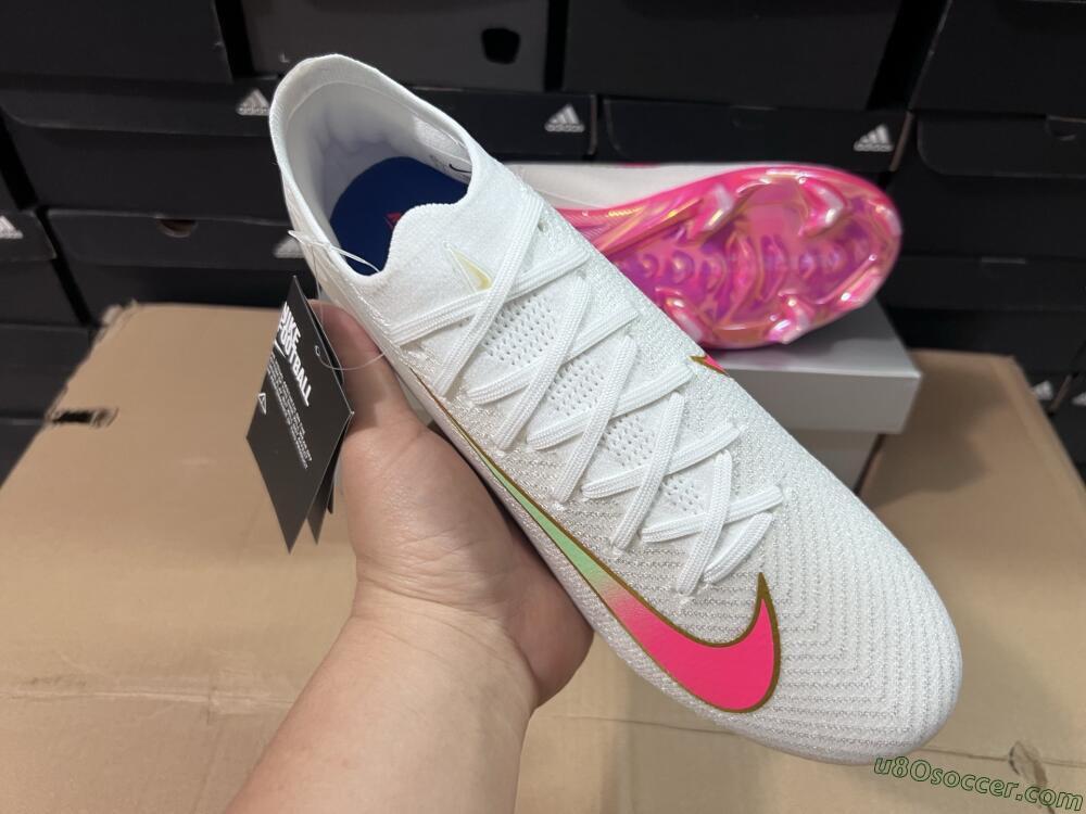 Nike Air Zoom Mercurial Vapor 16 Elite FG Firm Ground Soccer Cleats - White/Red/Gold