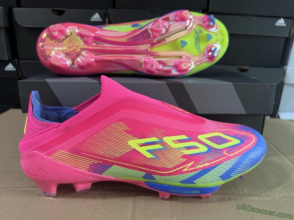 Adidas F50+ Elite Laceless FG Firm Ground Soccer Cleats - Red/Yellow/Blue