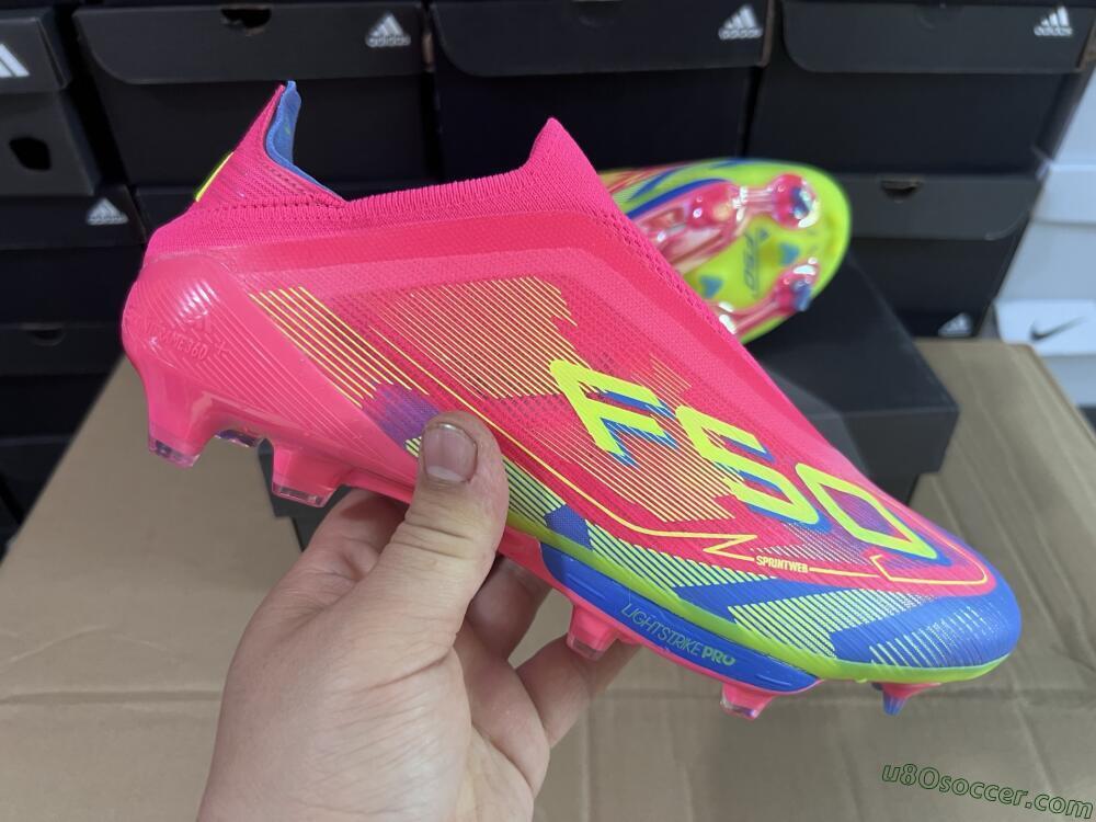Adidas F50+ Elite Laceless FG Firm Ground Soccer Cleats - Red/Yellow/Blue