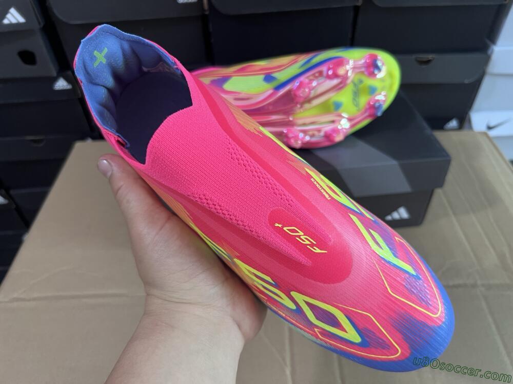 Adidas F50+ Elite Laceless FG Firm Ground Soccer Cleats - Red/Yellow/Blue