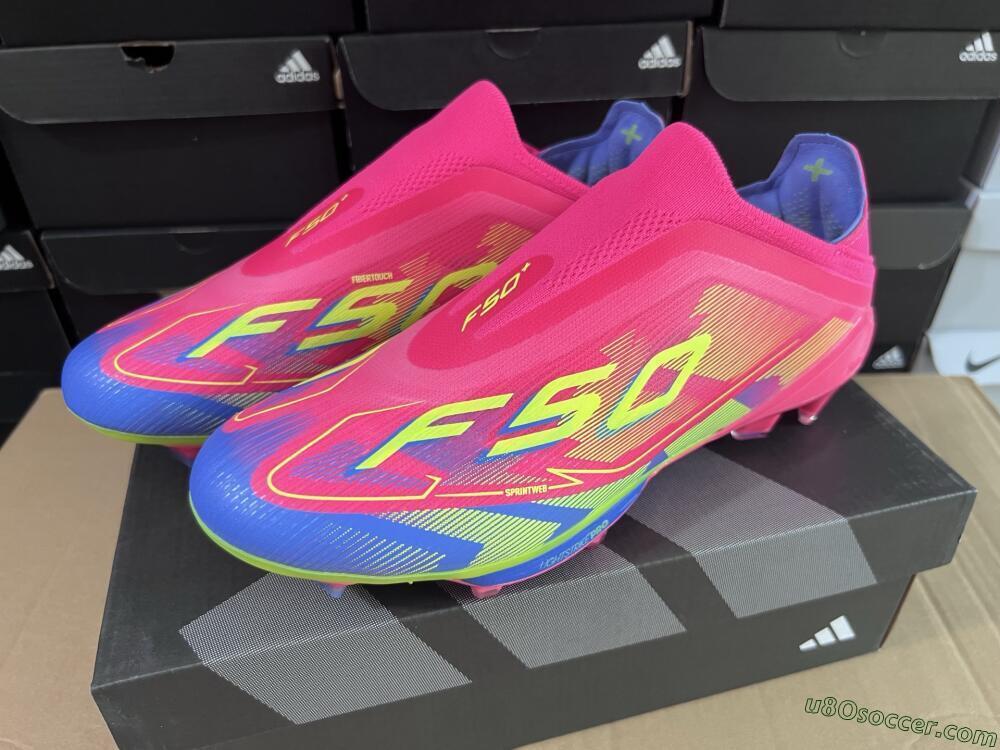 Adidas F50+ Elite Laceless FG Firm Ground Soccer Cleats - Red/Yellow/Blue