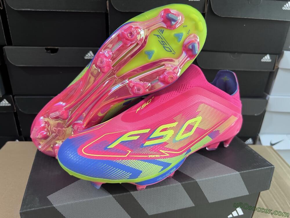 Adidas F50+ Elite Laceless FG Firm Ground Soccer Cleats - Red/Yellow/Blue