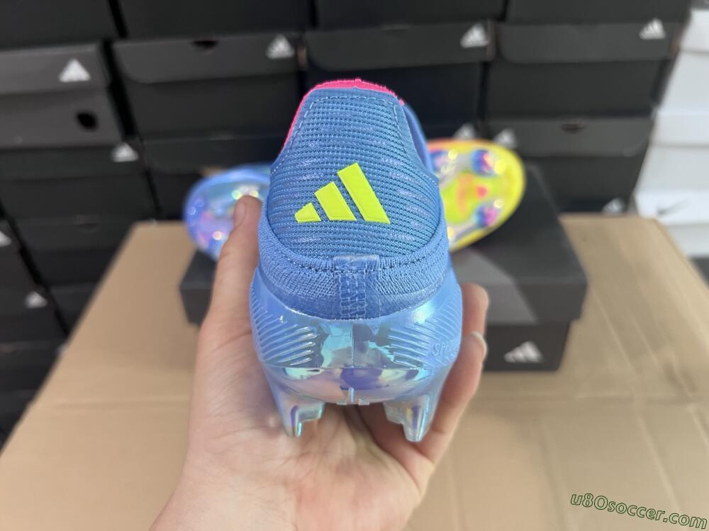 Adidas F50+ Elite Laceless FG Firm Ground Soccer Cleats - Blue/Yellow/Pink