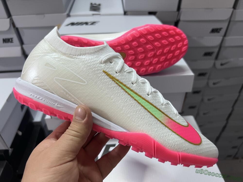 Nike Air Zoom Mercurial Vapor 16 Elite TF Artificial Turf Soccer Shoes - White/Pink/Gold