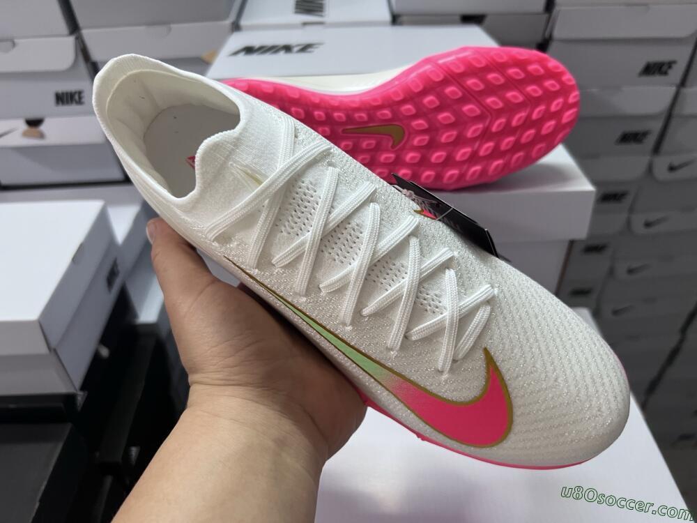 Nike Air Zoom Mercurial Vapor 16 Elite TF Artificial Turf Soccer Shoes - White/Pink/Gold