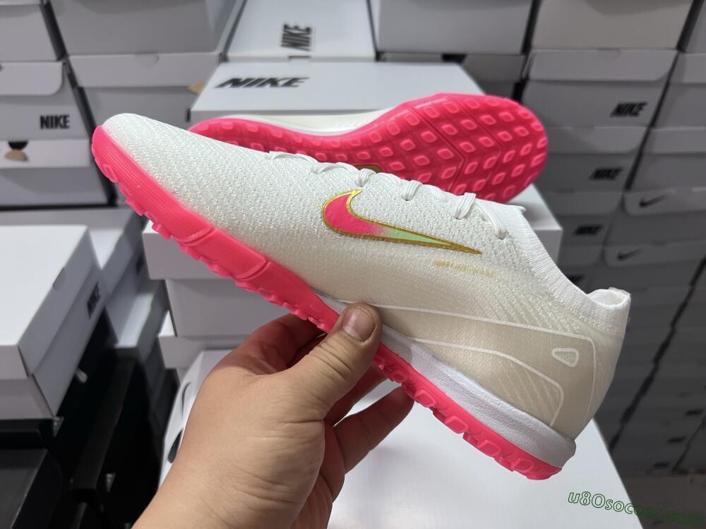 Nike Air Zoom Mercurial Vapor 16 Elite TF Artificial Turf Soccer Shoes - White/Pink/Gold