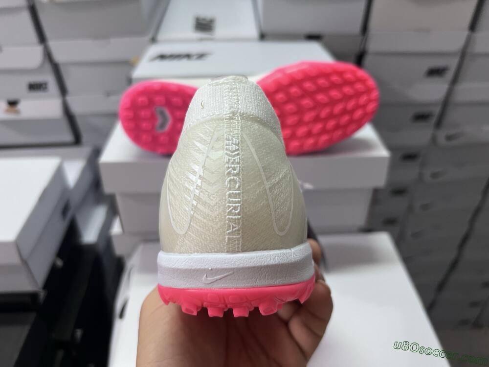 Nike Air Zoom Mercurial Vapor 16 Elite TF Artificial Turf Soccer Shoes - White/Pink/Gold