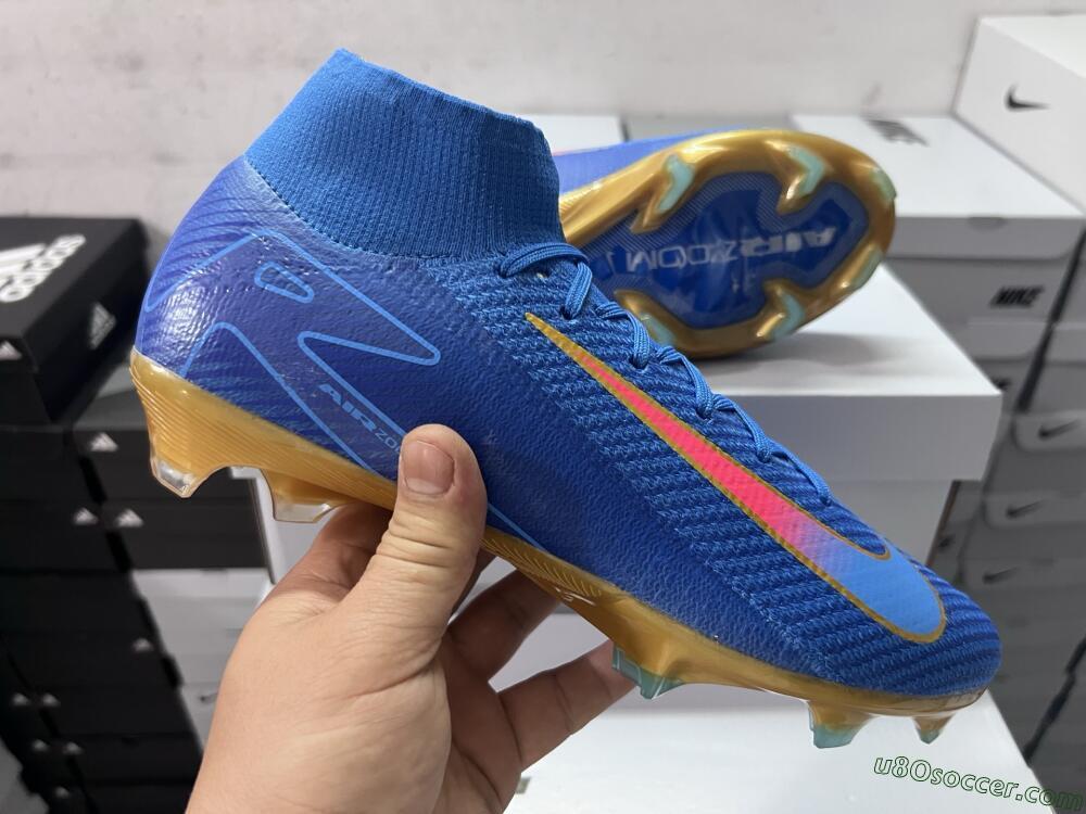 Nike Air Zoom Mercurial Superfly 10 Elite FG Firm Ground Soccer Cleats - Blue/Gold/Pink