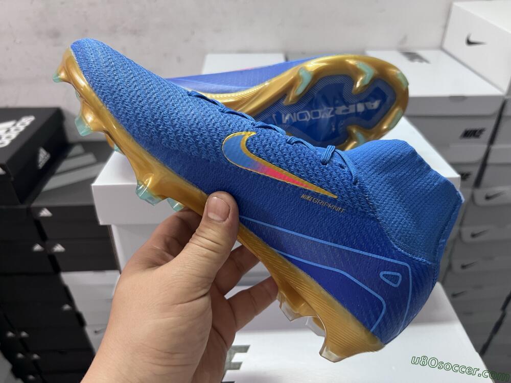 Nike Air Zoom Mercurial Superfly 10 Elite FG Firm Ground Soccer Cleats - Blue/Gold/Pink