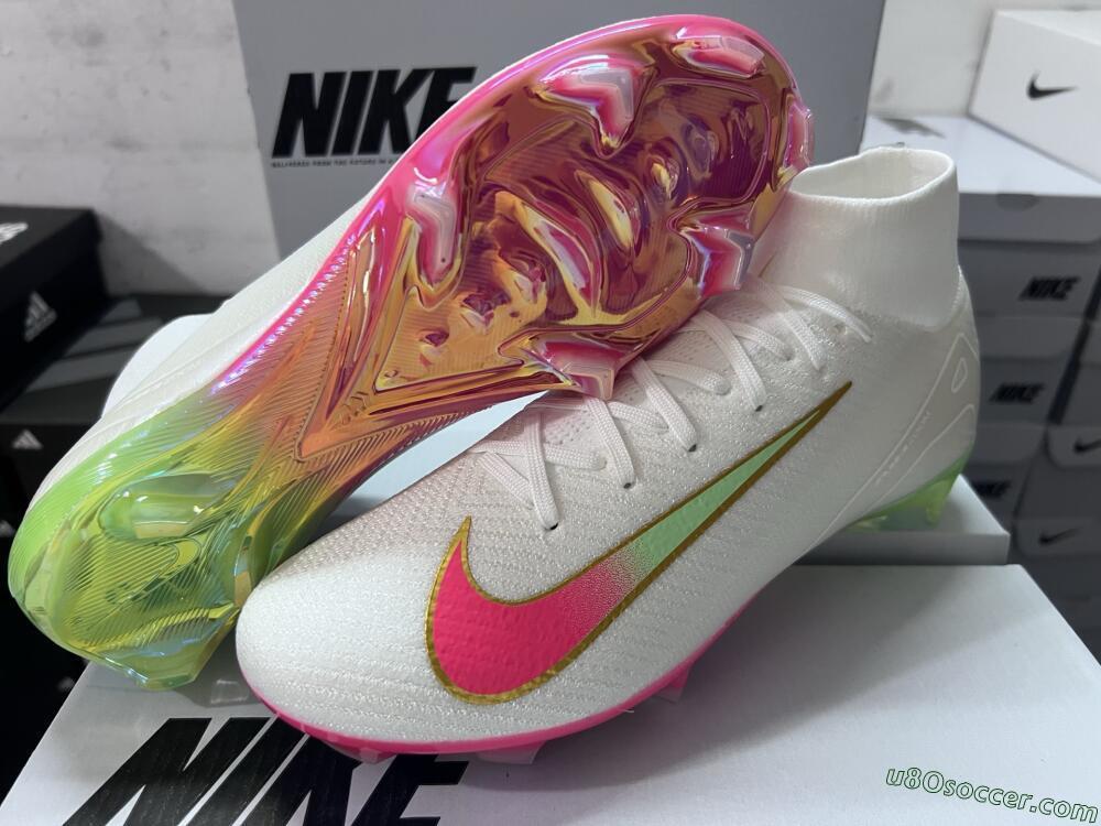 Nike Air Zoom Mercurial Superfly 10 Elite FG Firm Ground Soccer Cleats - White/Red/Gold