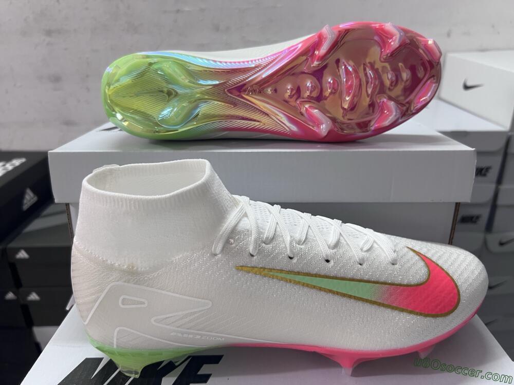 Nike Air Zoom Mercurial Superfly 10 Elite FG Firm Ground Soccer Cleats - White/Red/Gold