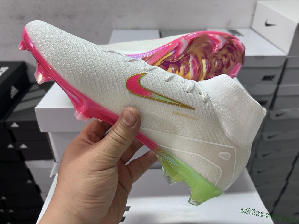 Nike Air Zoom Mercurial Superfly 10 Elite FG Firm Ground Soccer Cleats - White/Red/Gold